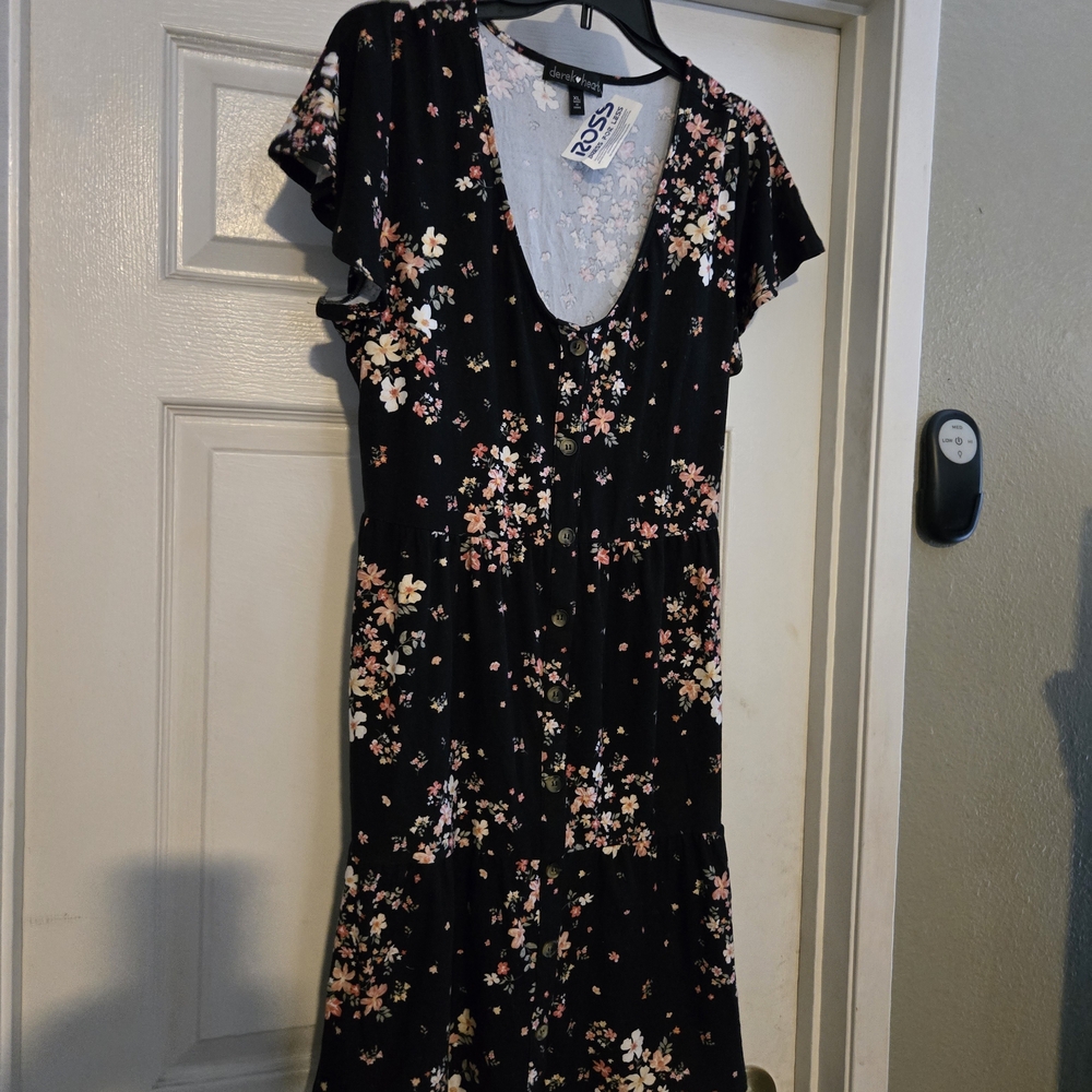Derek Heart Floral Dress - Light Blue and White